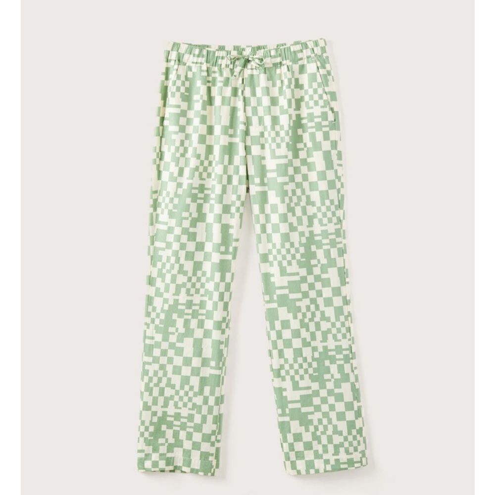 FRANK AND OAK Green Checkered Scandinavian Unisex Pajama Pants-XXS
